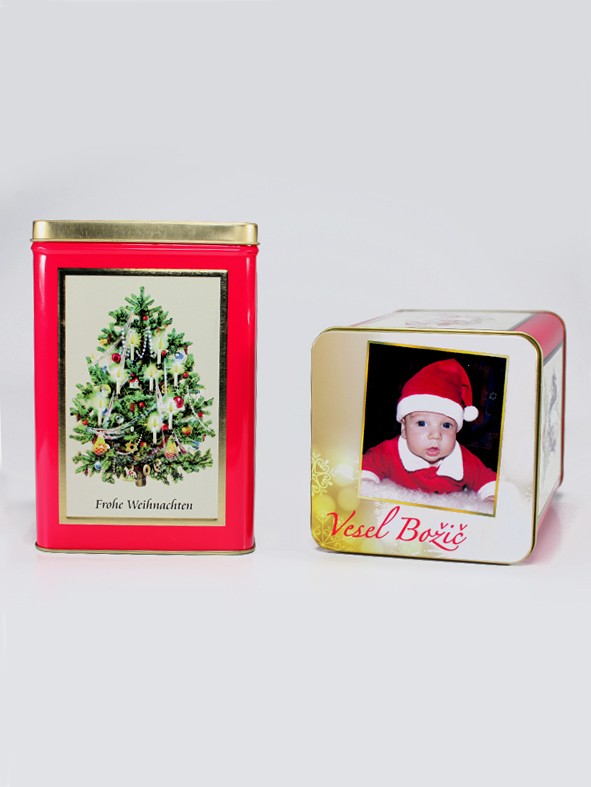 Škatla za piškote ( božični motiv ) rdeča